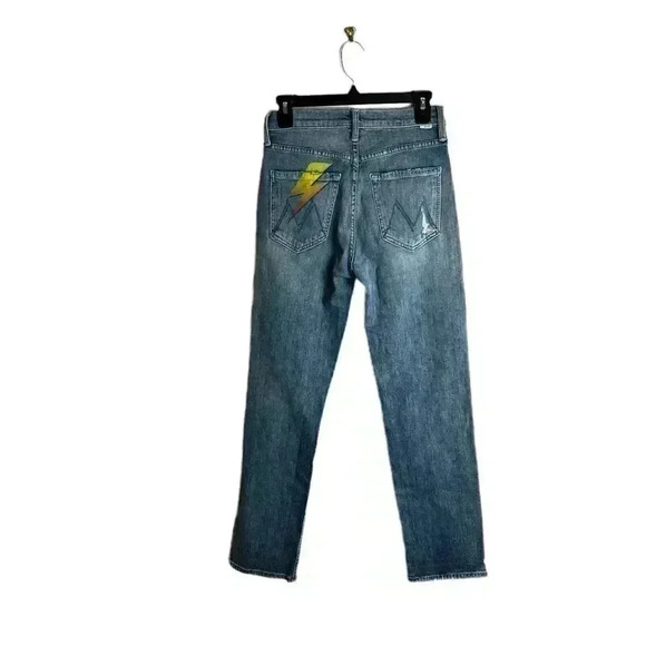 Mother the Tomcat Ankle in Helter Skelter Lightning Bolt Jeans - Size 26 - Picture 5 of 11